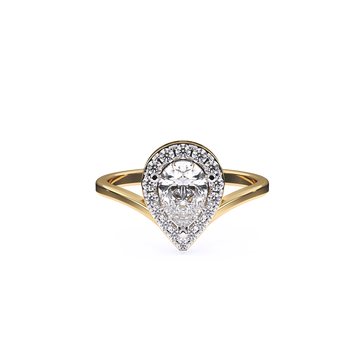 Pear Halo Solitaire Diamond Ring